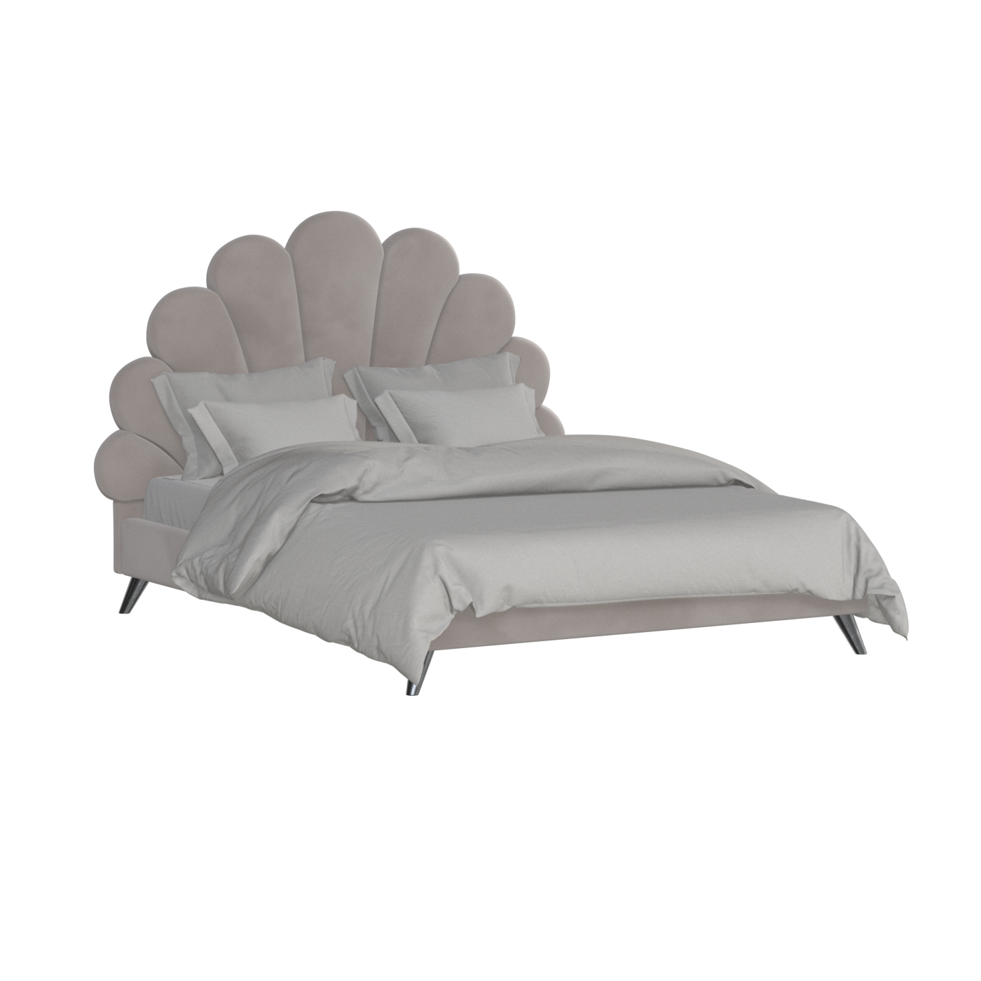Evelina Curved Headboard Bed in Soft Upholstery