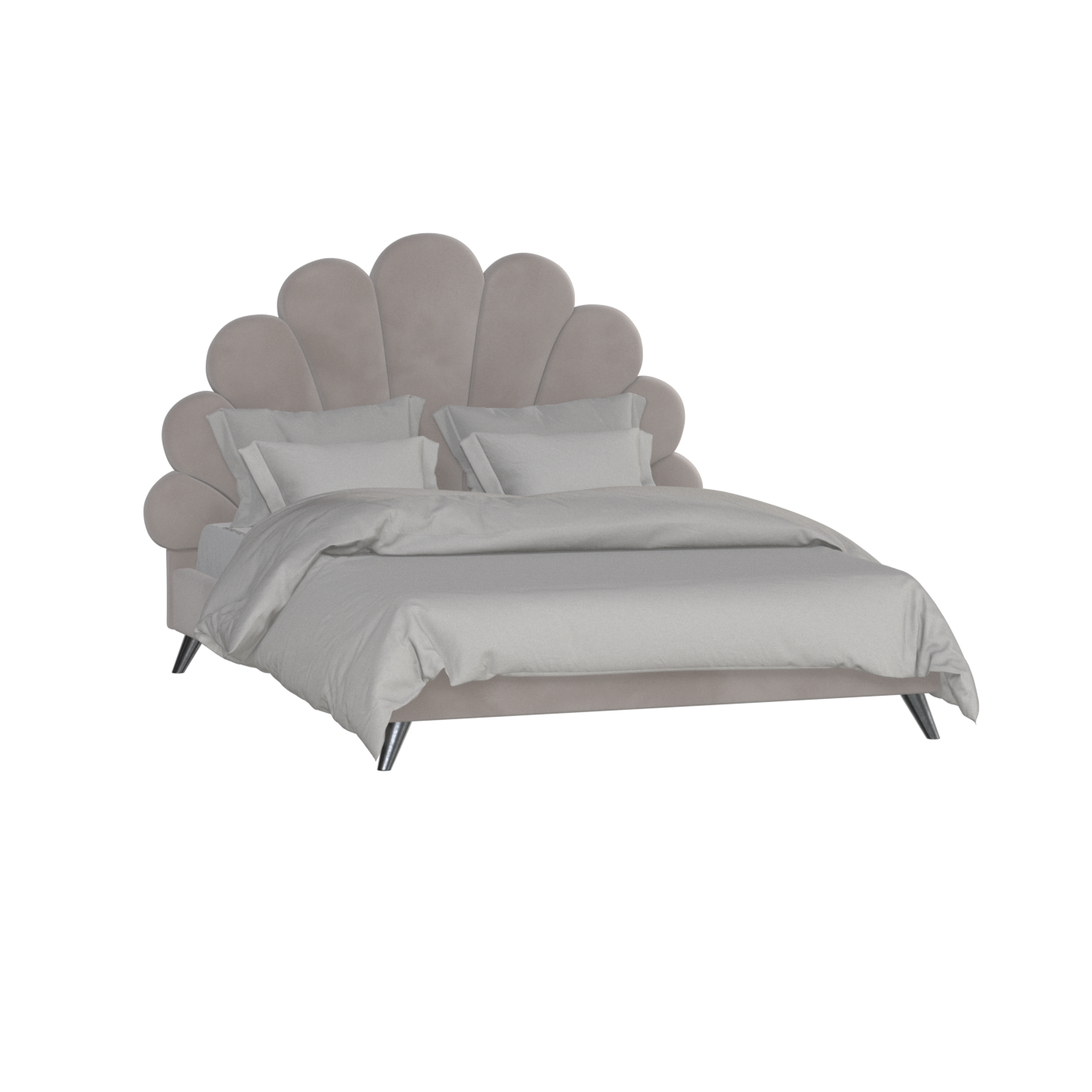 Evelina Curved Headboard Bed in Soft Upholstery