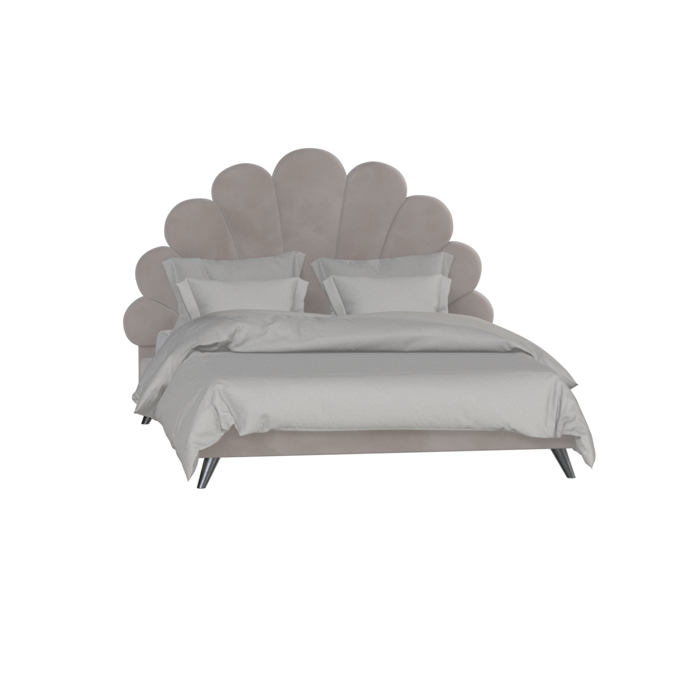 Evelina Curved Headboard Bed in Soft Upholstery