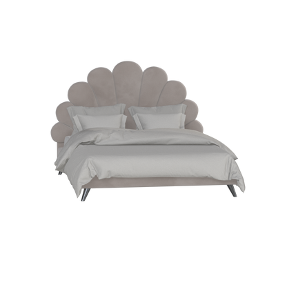 Evelina Curved Headboard Bed in Soft Upholstery