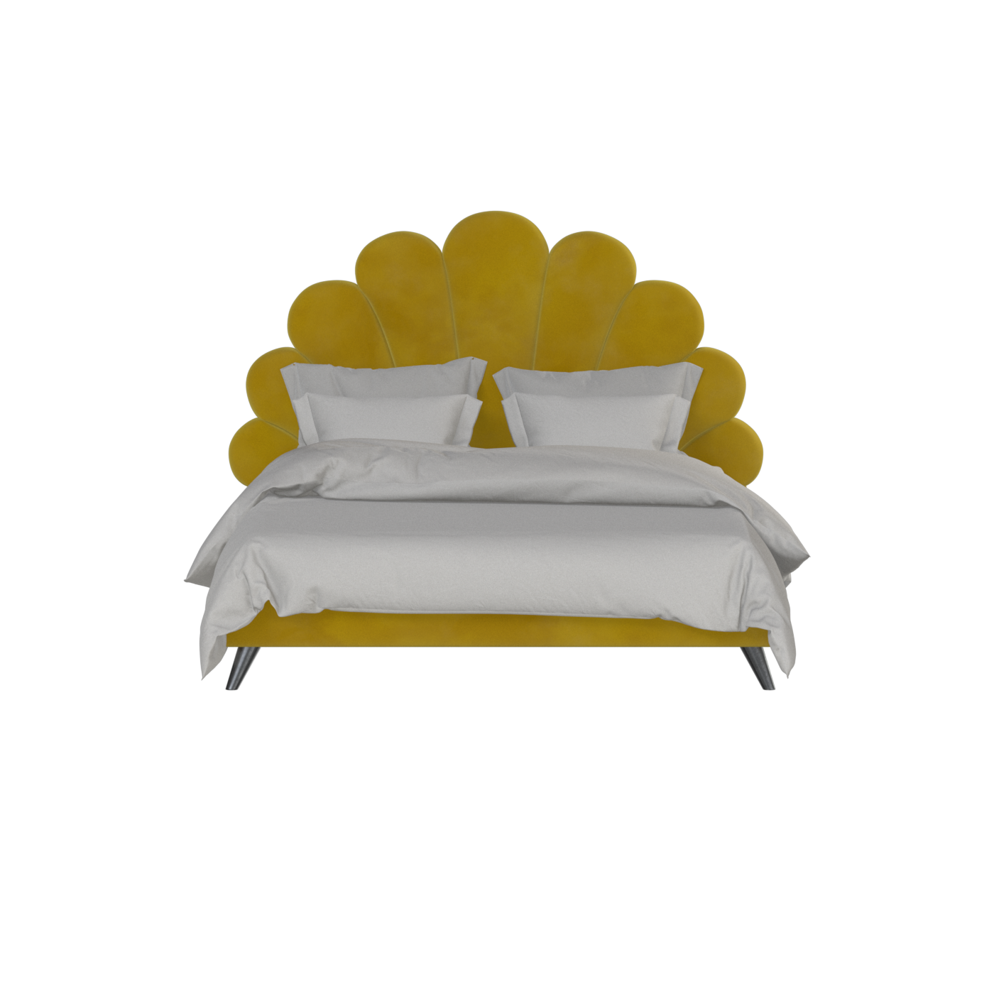 Evelina Curved Headboard Bed in Soft Upholstery
