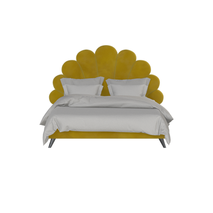 Evelina Curved Headboard Bed in Soft Upholstery