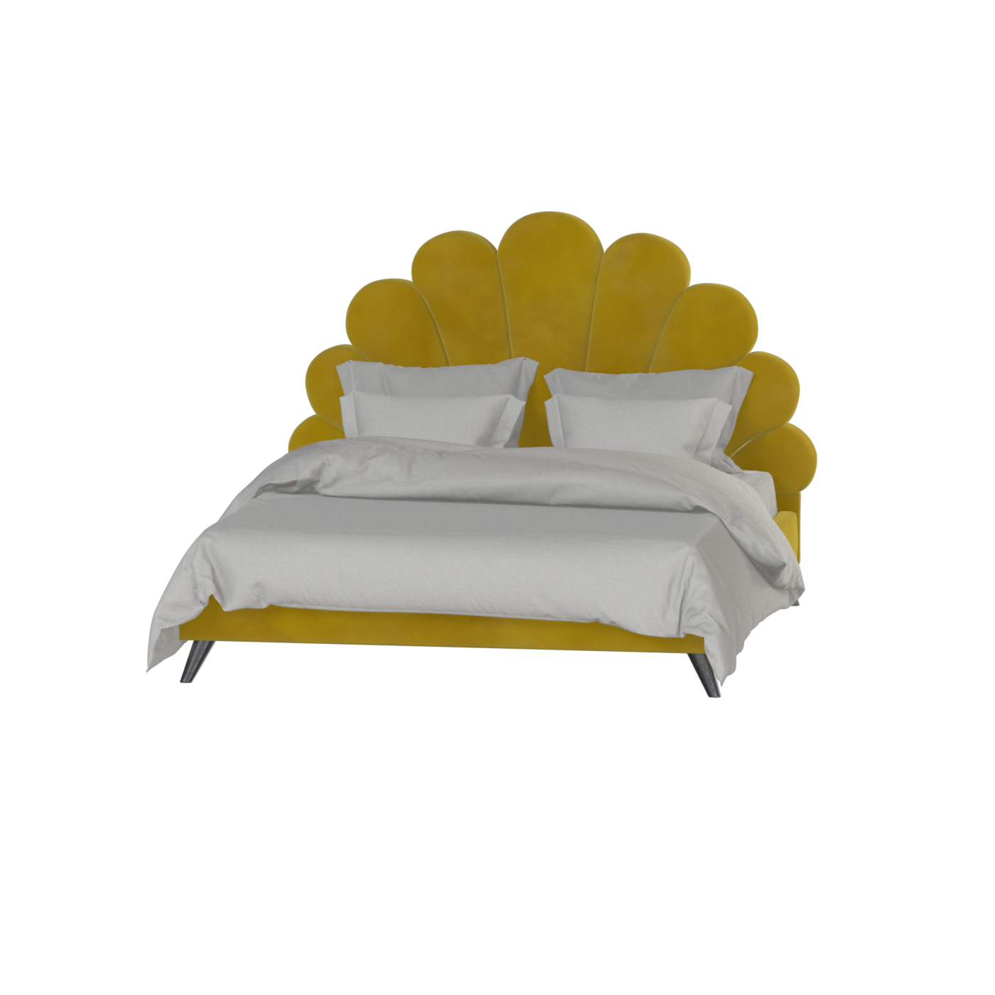 Evelina Curved Headboard Bed in Soft Upholstery