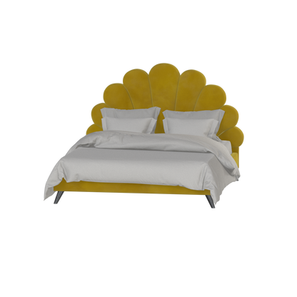 Evelina Curved Headboard Bed in Soft Upholstery