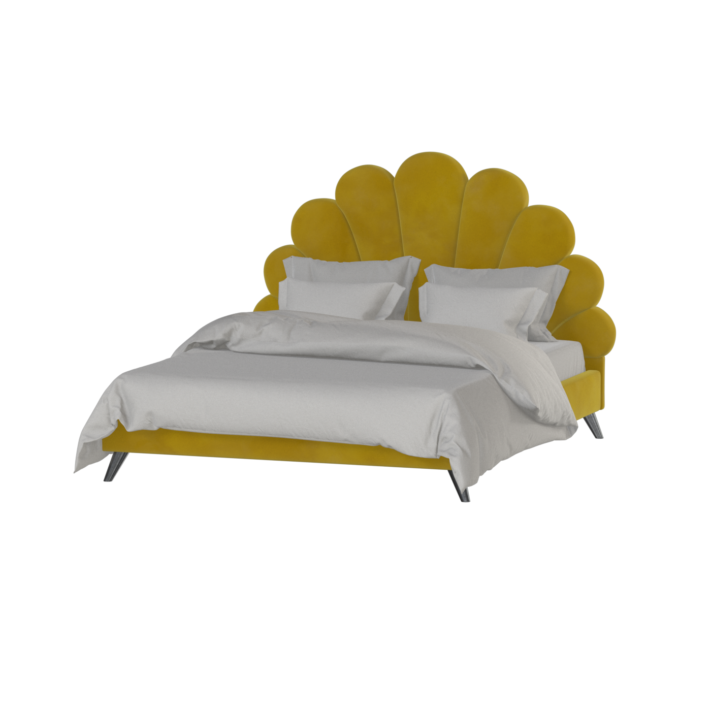 Evelina Curved Headboard Bed in Soft Upholstery