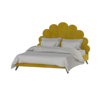 Evelina Curved Headboard Bed in Soft Upholstery