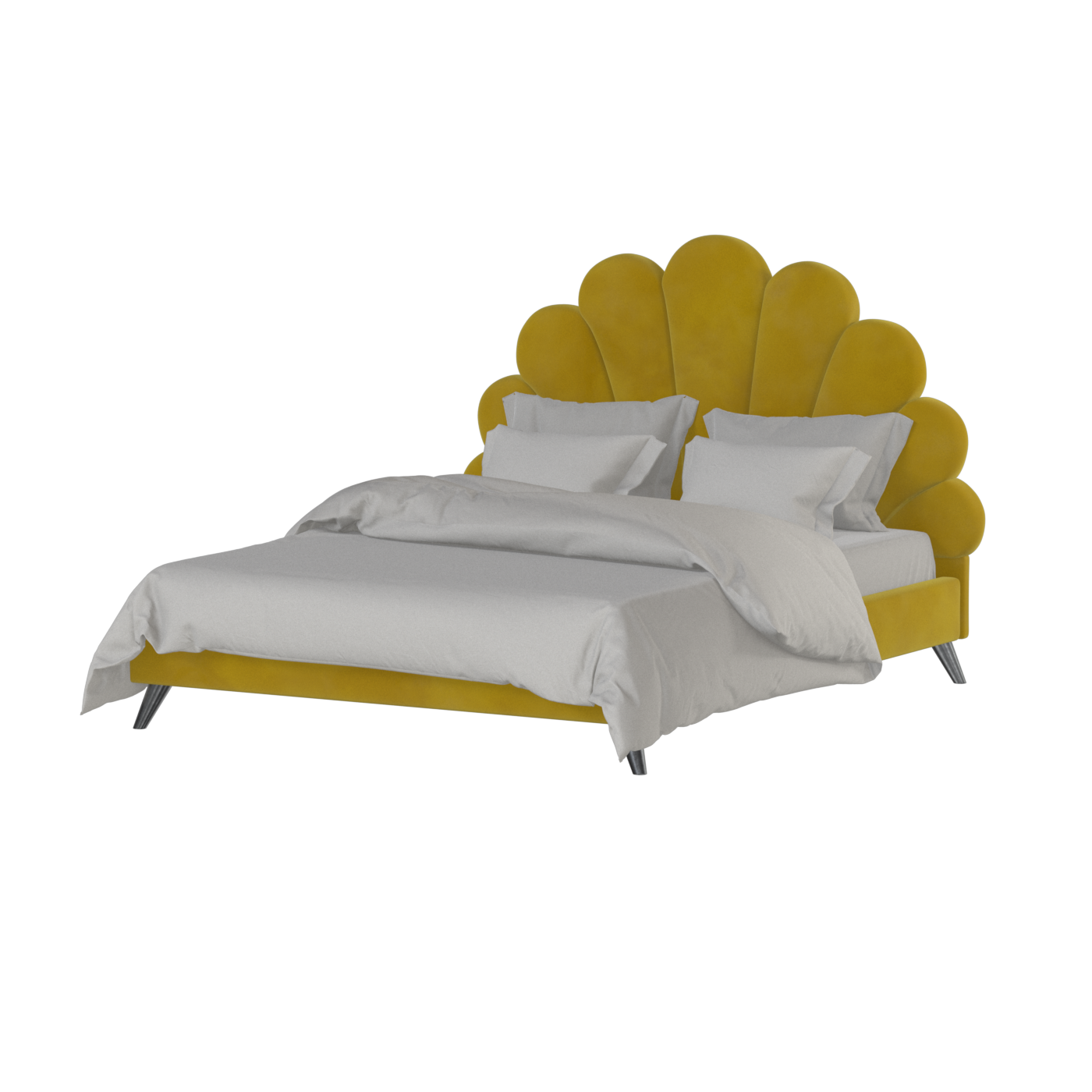 Evelina Curved Headboard Bed in Soft Upholstery