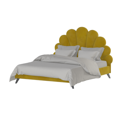 Evelina Curved Headboard Bed in Soft Upholstery
