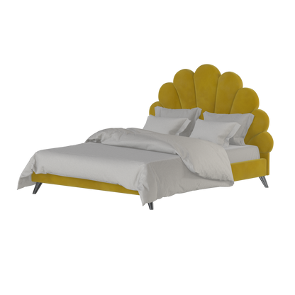 Evelina Curved Headboard Bed in Soft Upholstery