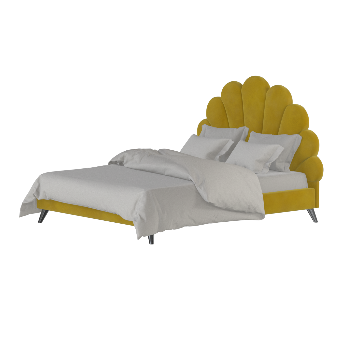 Evelina Curved Headboard Bed in Soft Upholstery