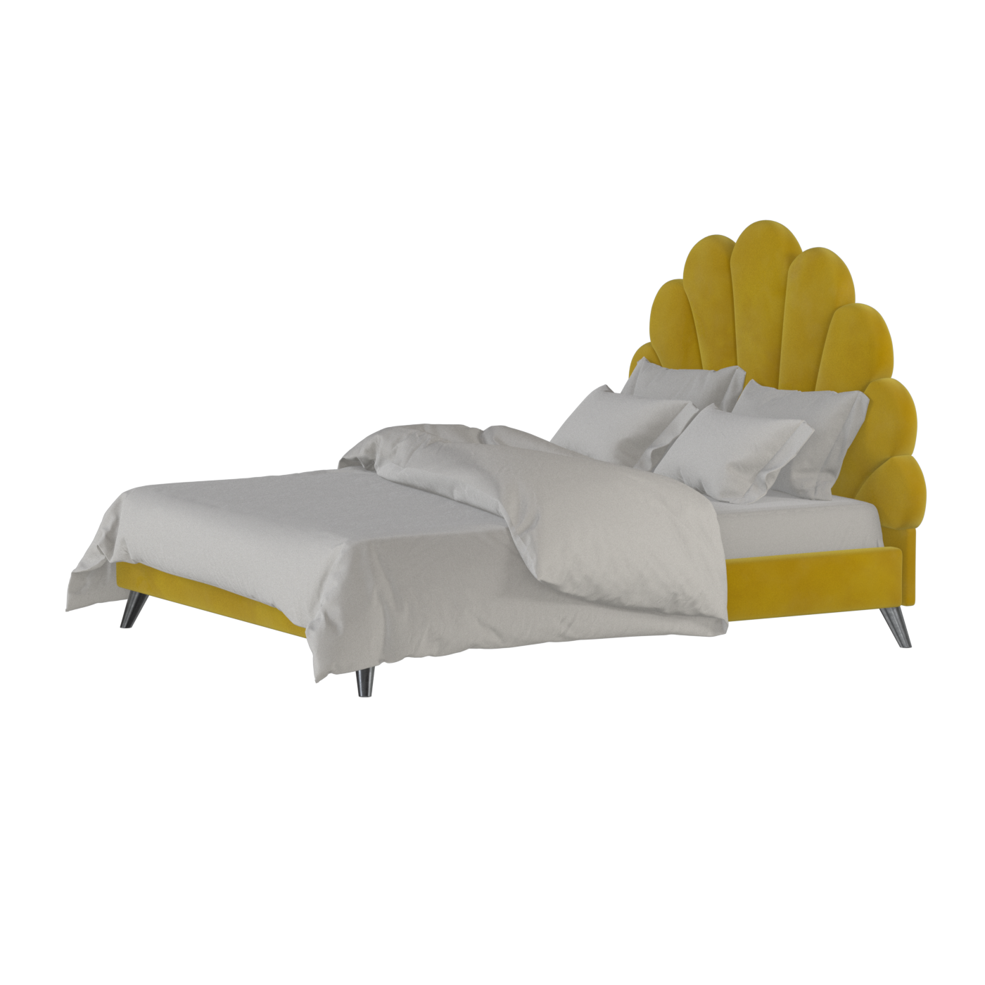 Evelina Curved Headboard Bed in Soft Upholstery