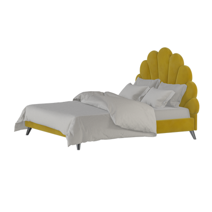 Evelina Curved Headboard Bed in Soft Upholstery