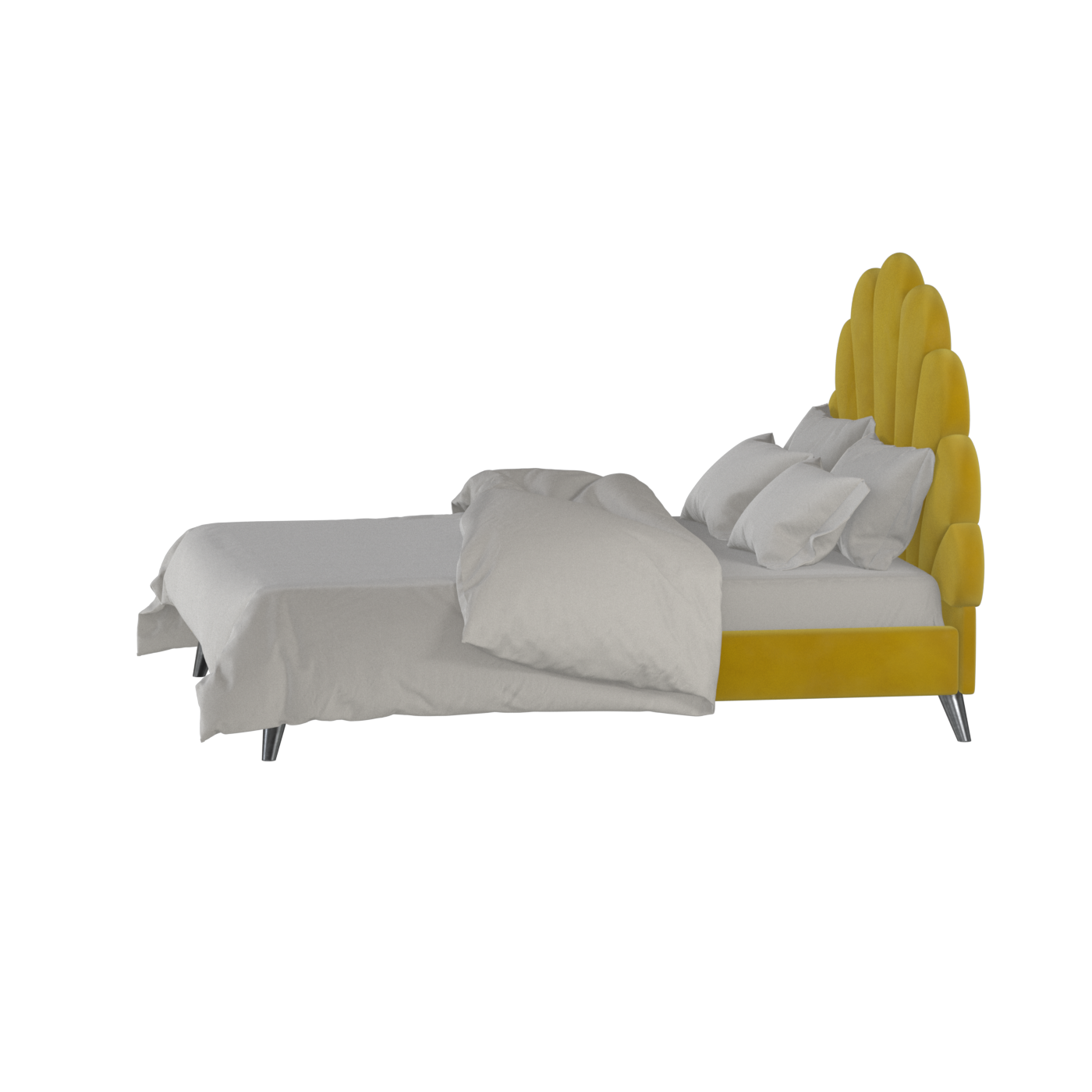 Evelina Curved Headboard Bed in Soft Upholstery