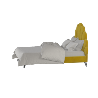 Evelina Curved Headboard Bed in Soft Upholstery