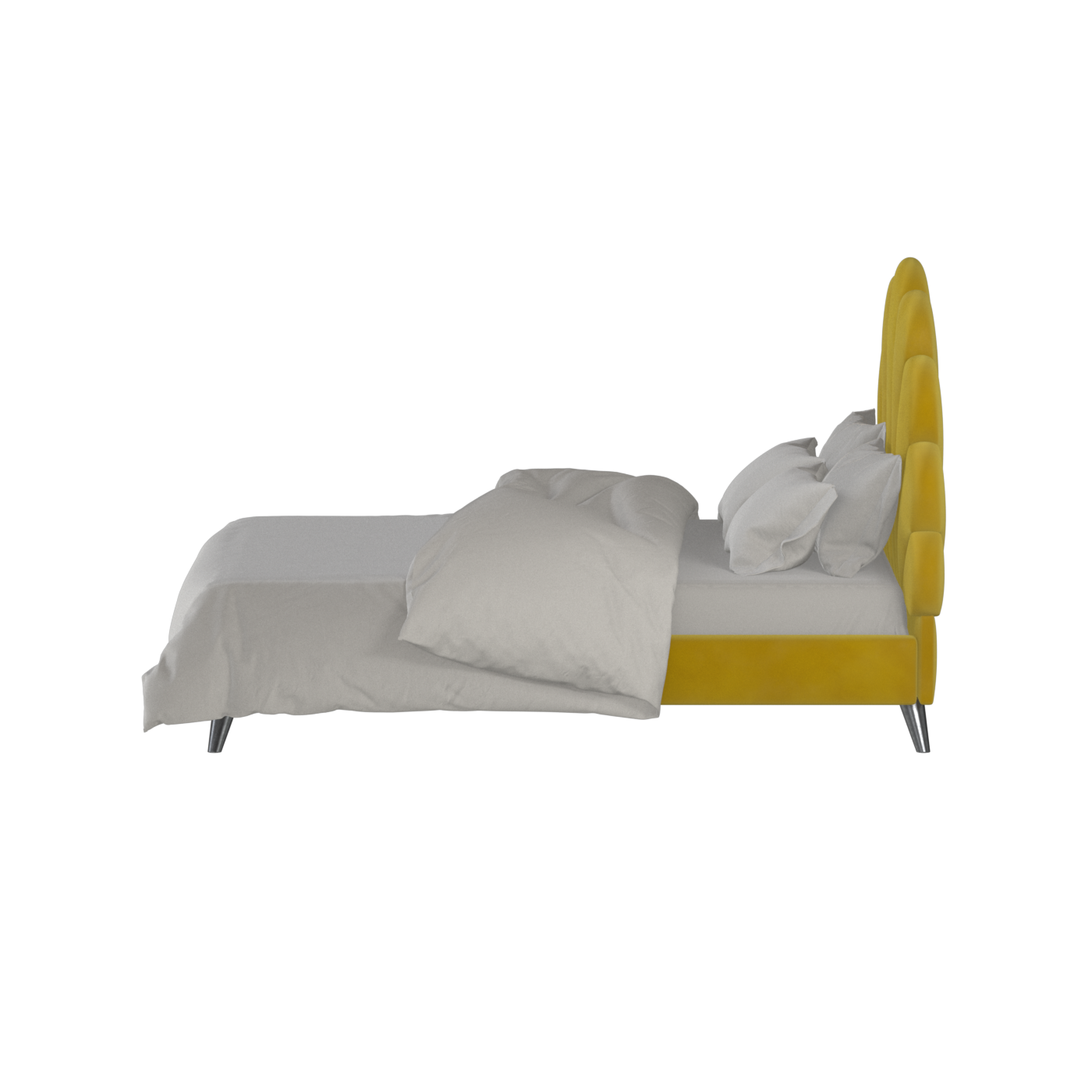 Evelina Curved Headboard Bed in Soft Upholstery
