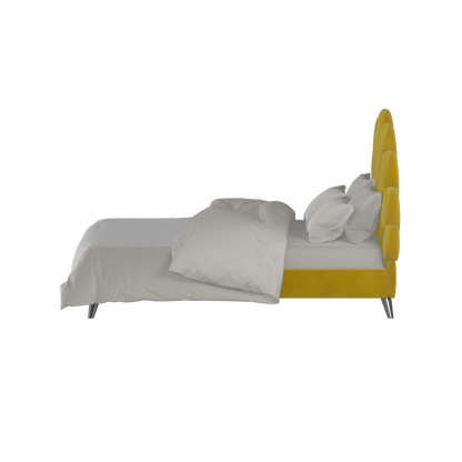 Evelina Curved Headboard Bed in Soft Upholstery