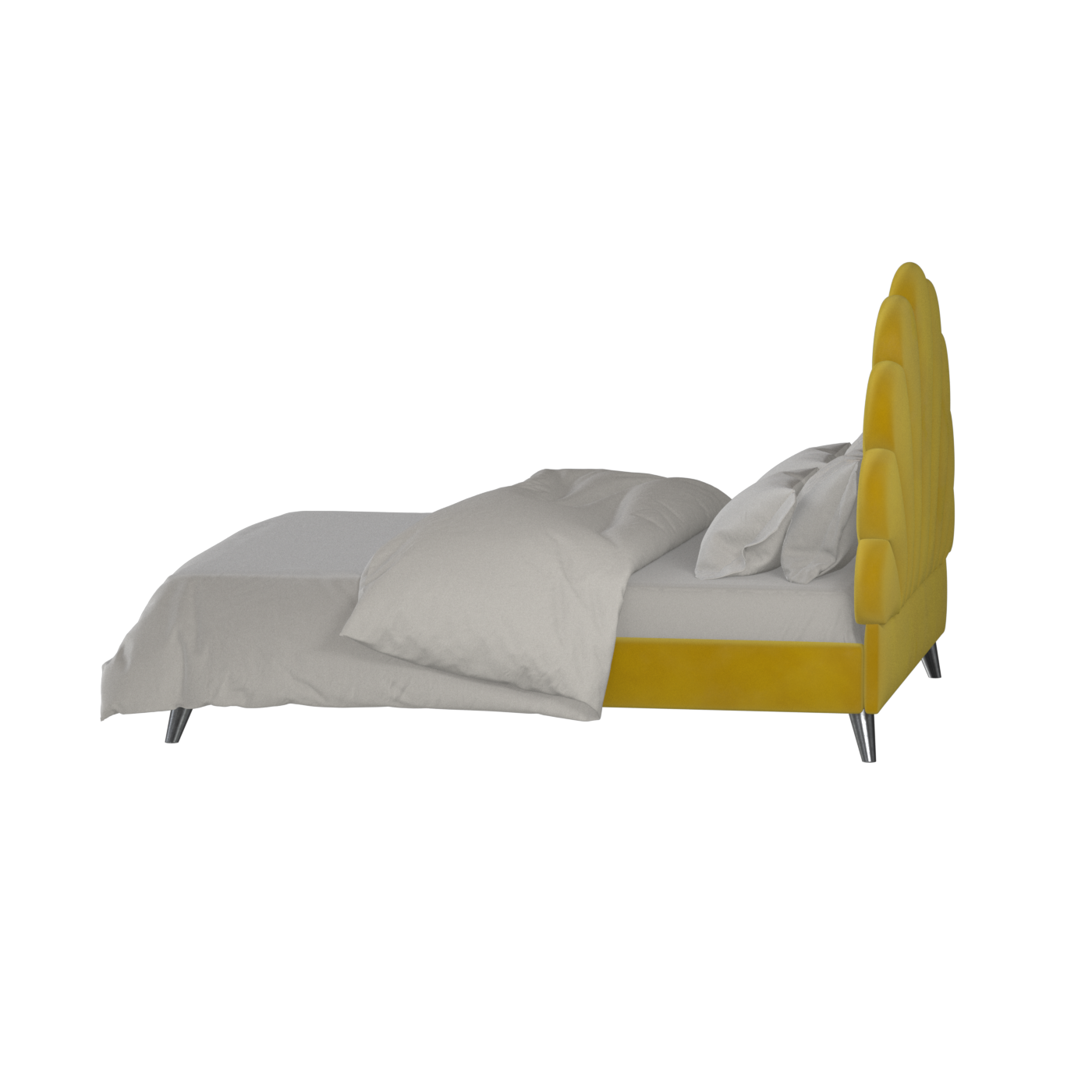 Evelina Curved Headboard Bed in Soft Upholstery