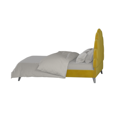 Evelina Curved Headboard Bed in Soft Upholstery