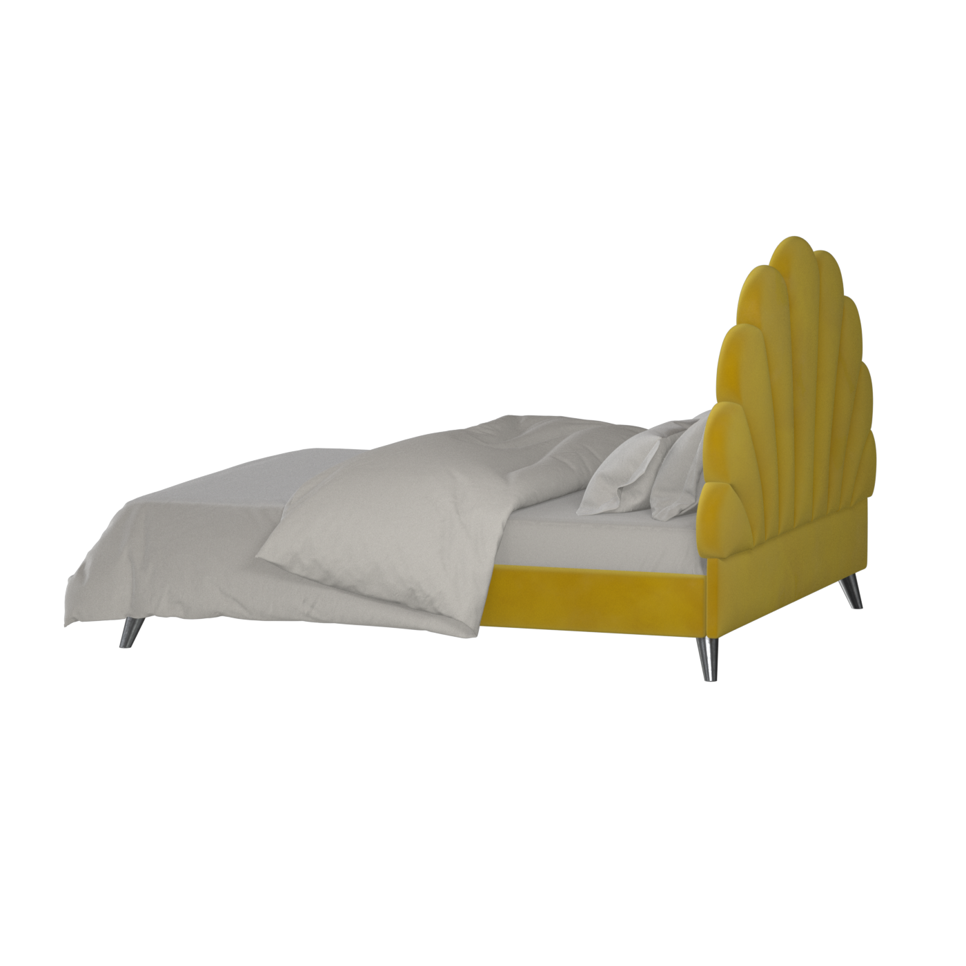 Evelina Curved Headboard Bed in Soft Upholstery
