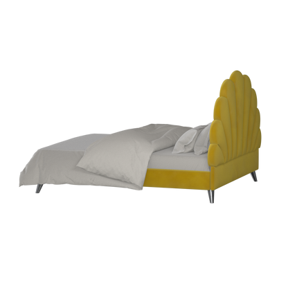 Evelina Curved Headboard Bed in Soft Upholstery