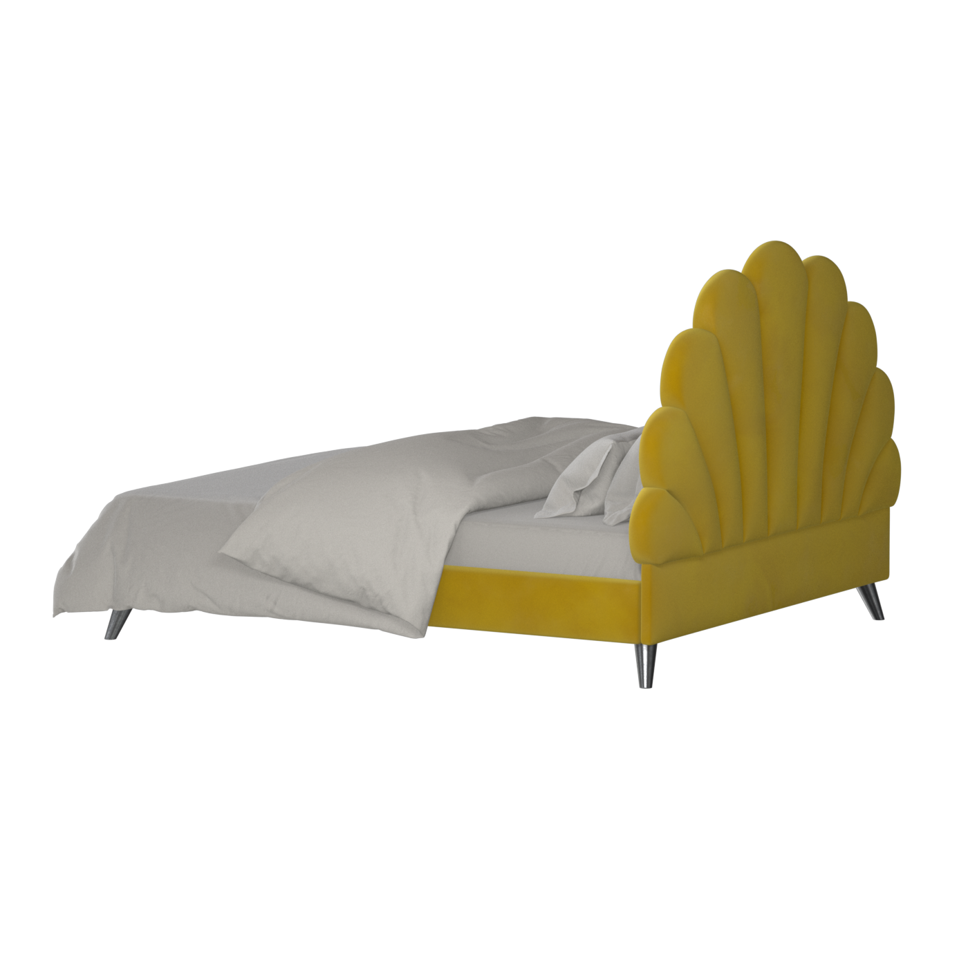 Evelina Curved Headboard Bed in Soft Upholstery