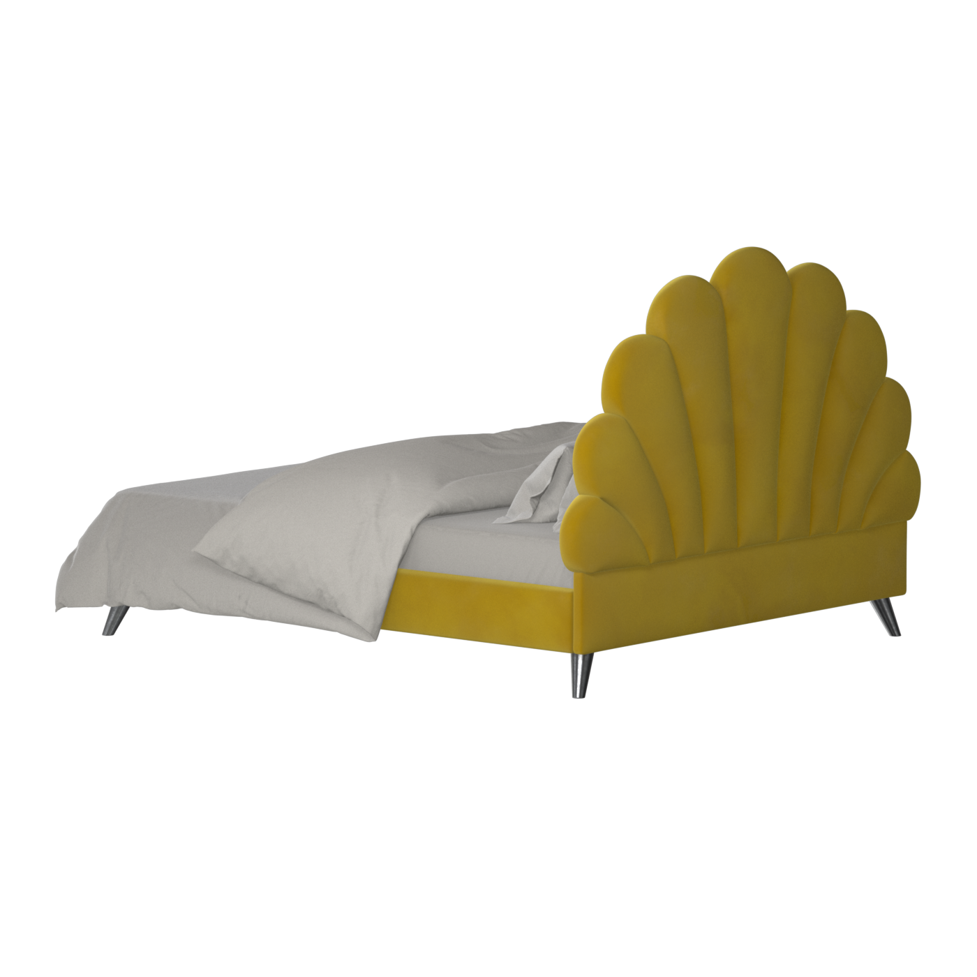 Evelina Curved Headboard Bed in Soft Upholstery