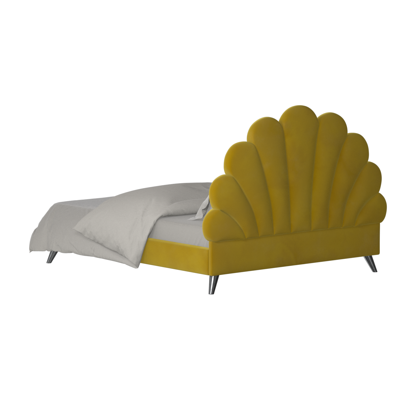 Evelina Curved Headboard Bed in Soft Upholstery