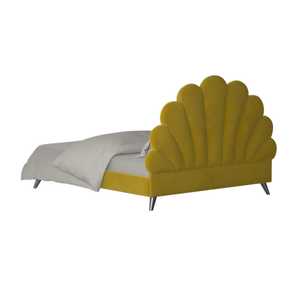 Evelina Curved Headboard Bed in Soft Upholstery