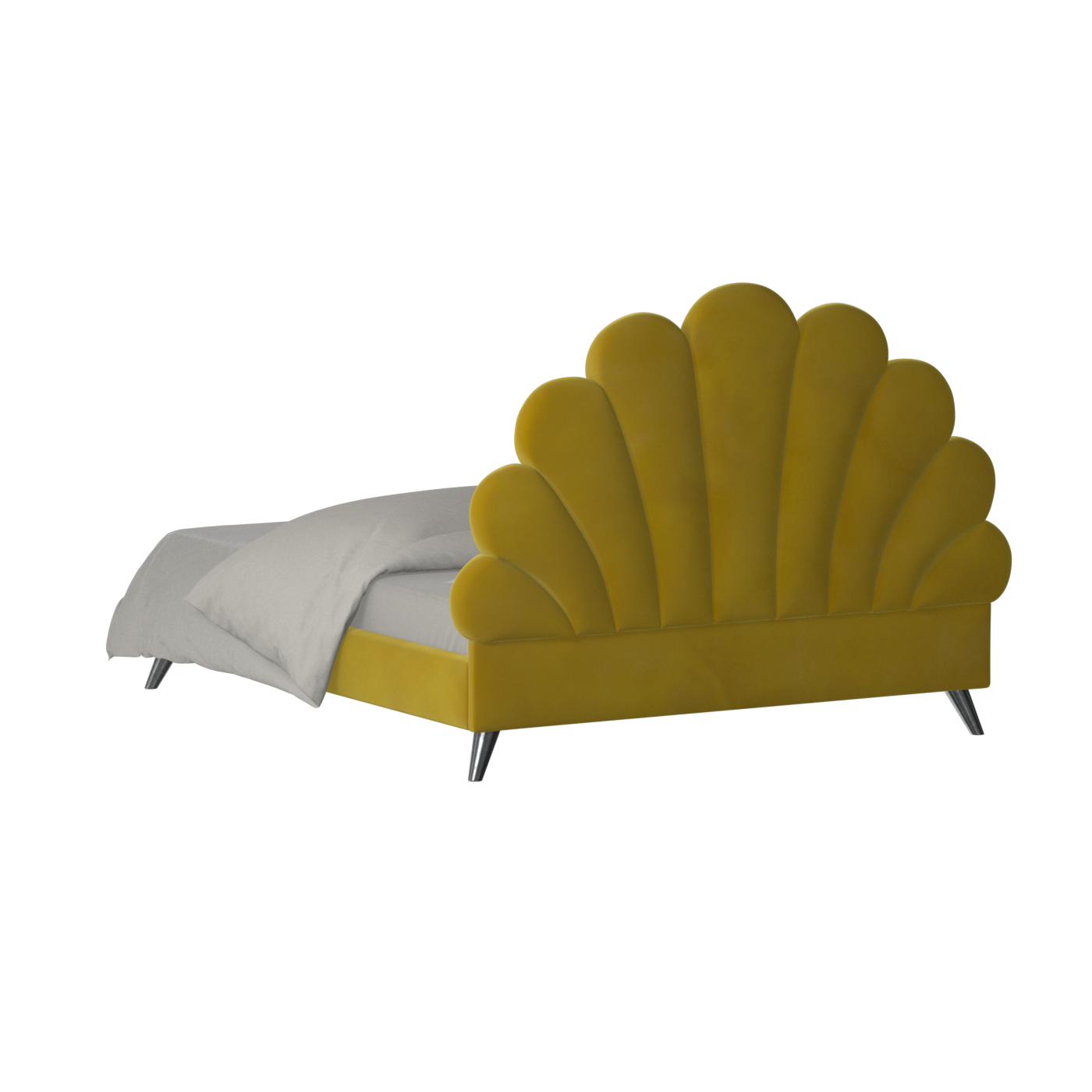 Evelina Curved Headboard Bed in Soft Upholstery