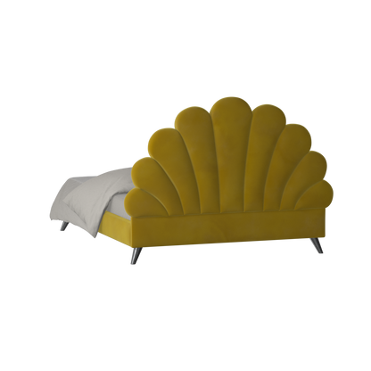 Evelina Curved Headboard Bed in Soft Upholstery
