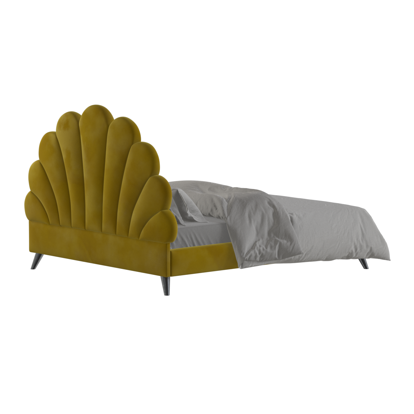 Evelina Curved Headboard Bed in Soft Upholstery