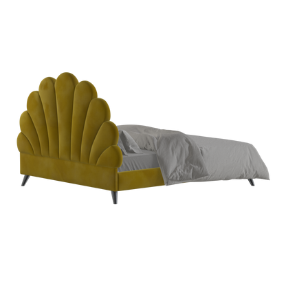 Evelina Curved Headboard Bed in Soft Upholstery