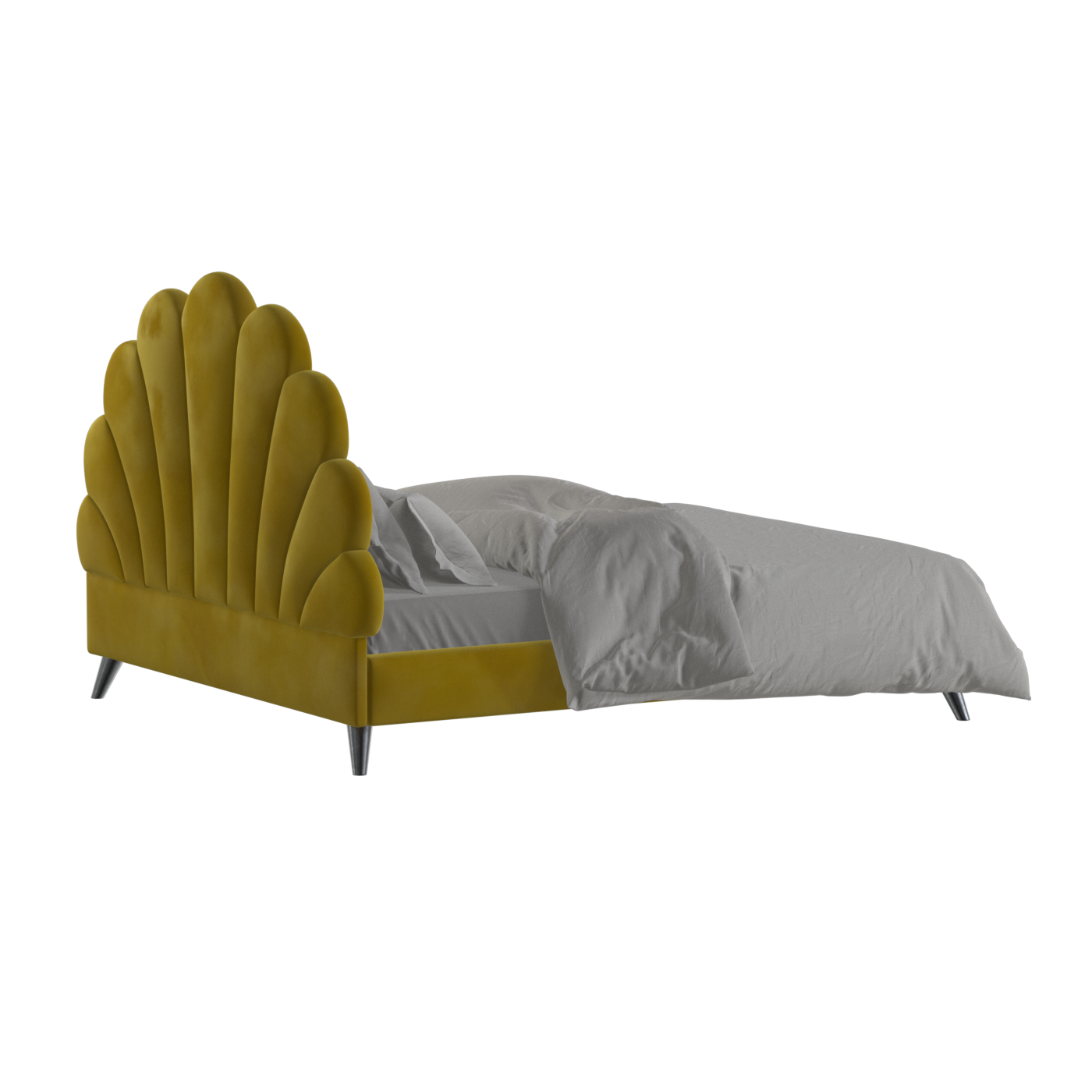 Evelina Curved Headboard Bed in Soft Upholstery