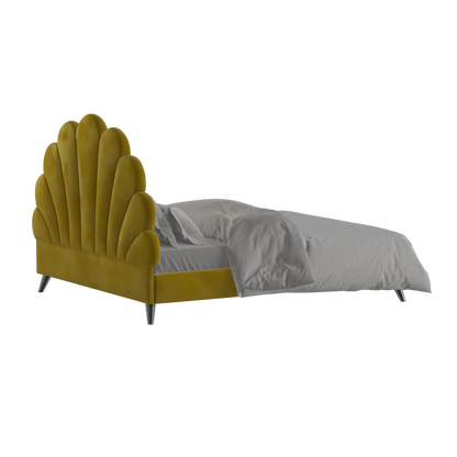 Evelina Curved Headboard Bed in Soft Upholstery
