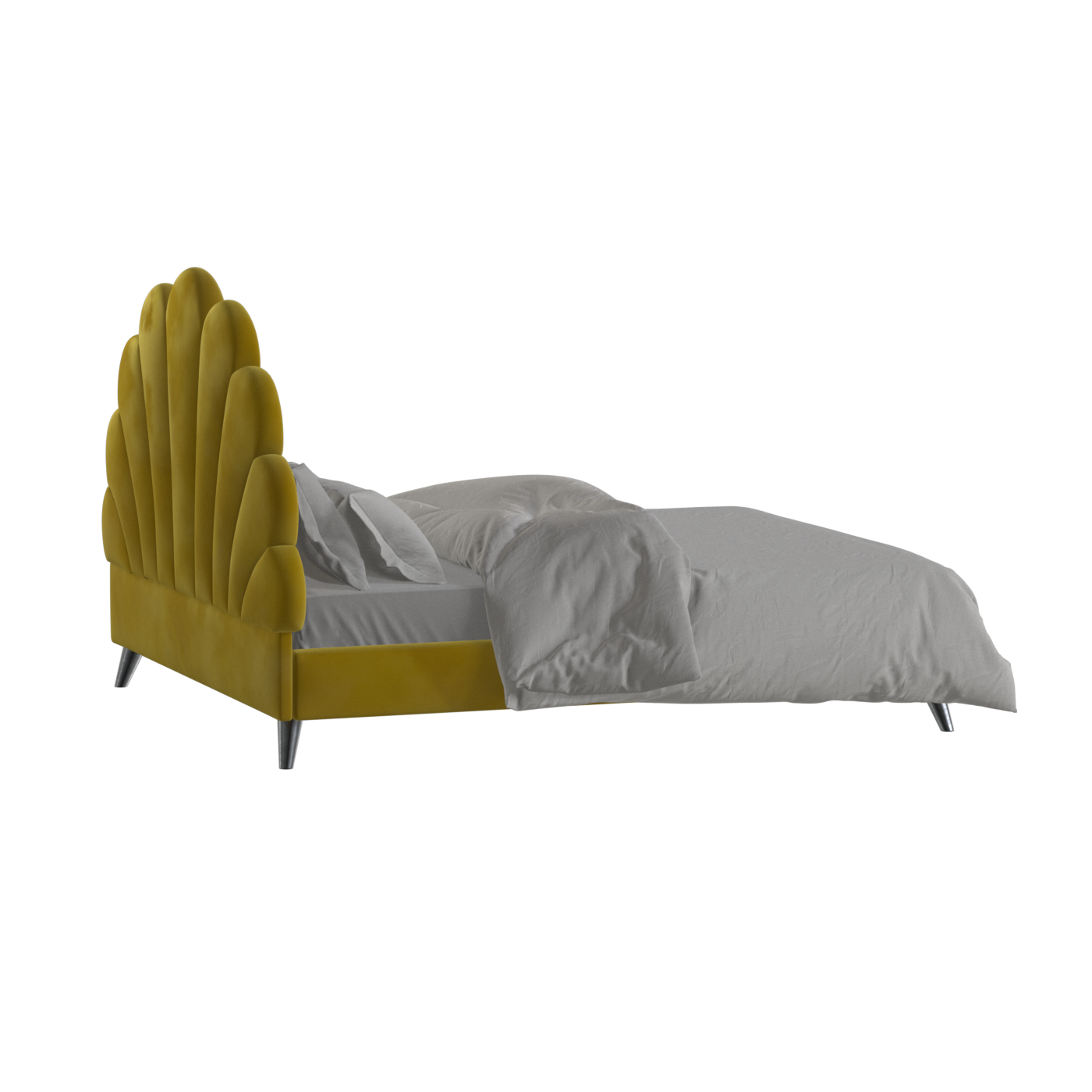 Evelina Curved Headboard Bed in Soft Upholstery