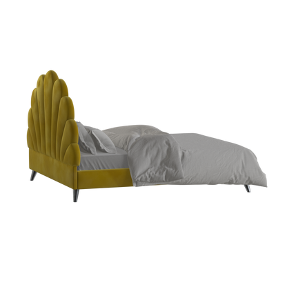 Evelina Curved Headboard Bed in Soft Upholstery
