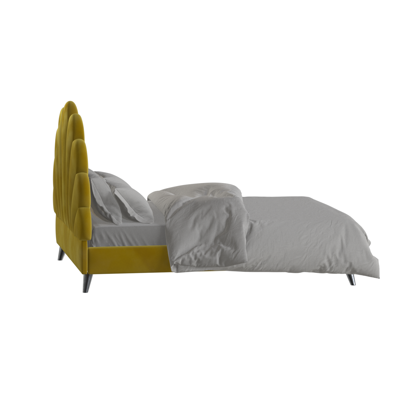 Evelina Curved Headboard Bed in Soft Upholstery