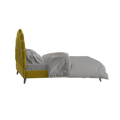 Evelina Curved Headboard Bed in Soft Upholstery