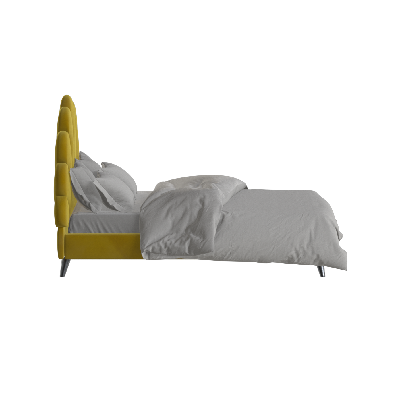 Evelina Curved Headboard Bed in Soft Upholstery