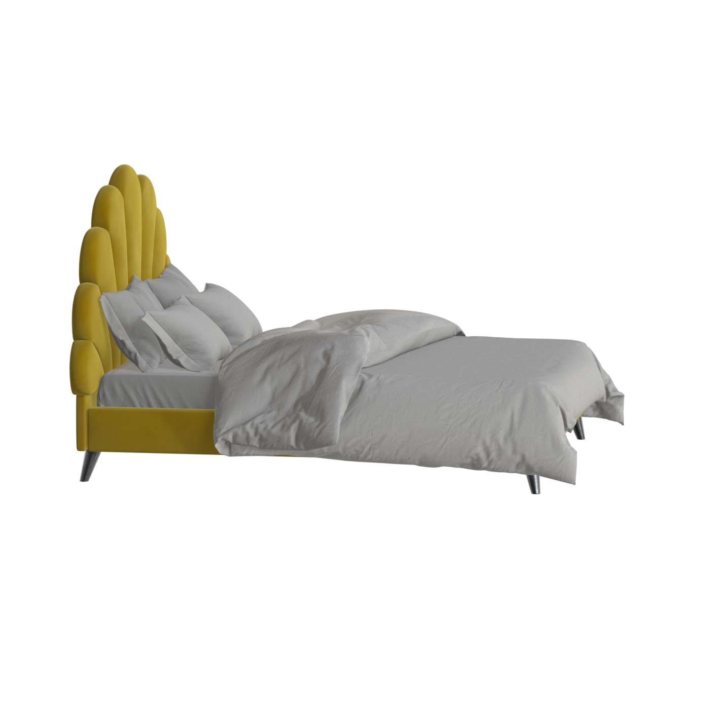 Evelina Curved Headboard Bed in Soft Upholstery