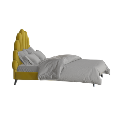 Evelina Curved Headboard Bed in Soft Upholstery