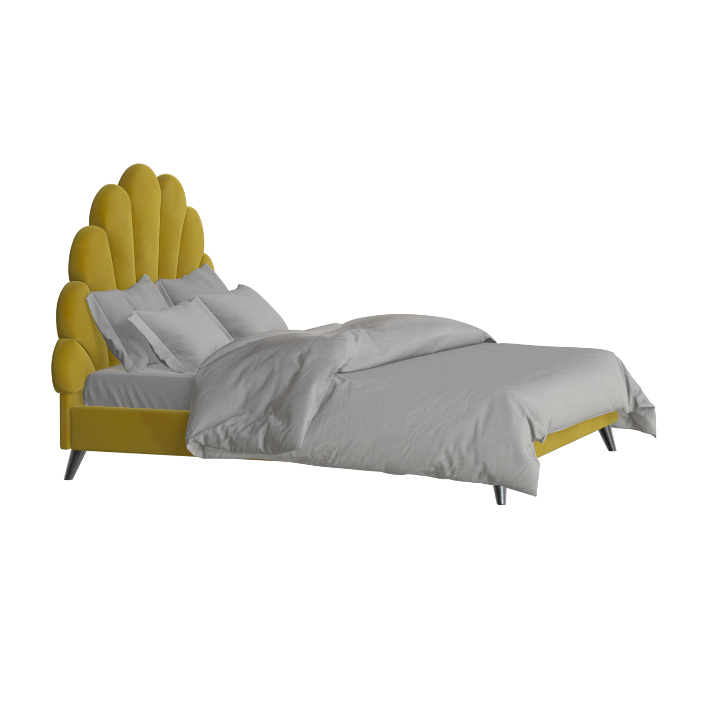 Evelina Curved Headboard Bed in Soft Upholstery