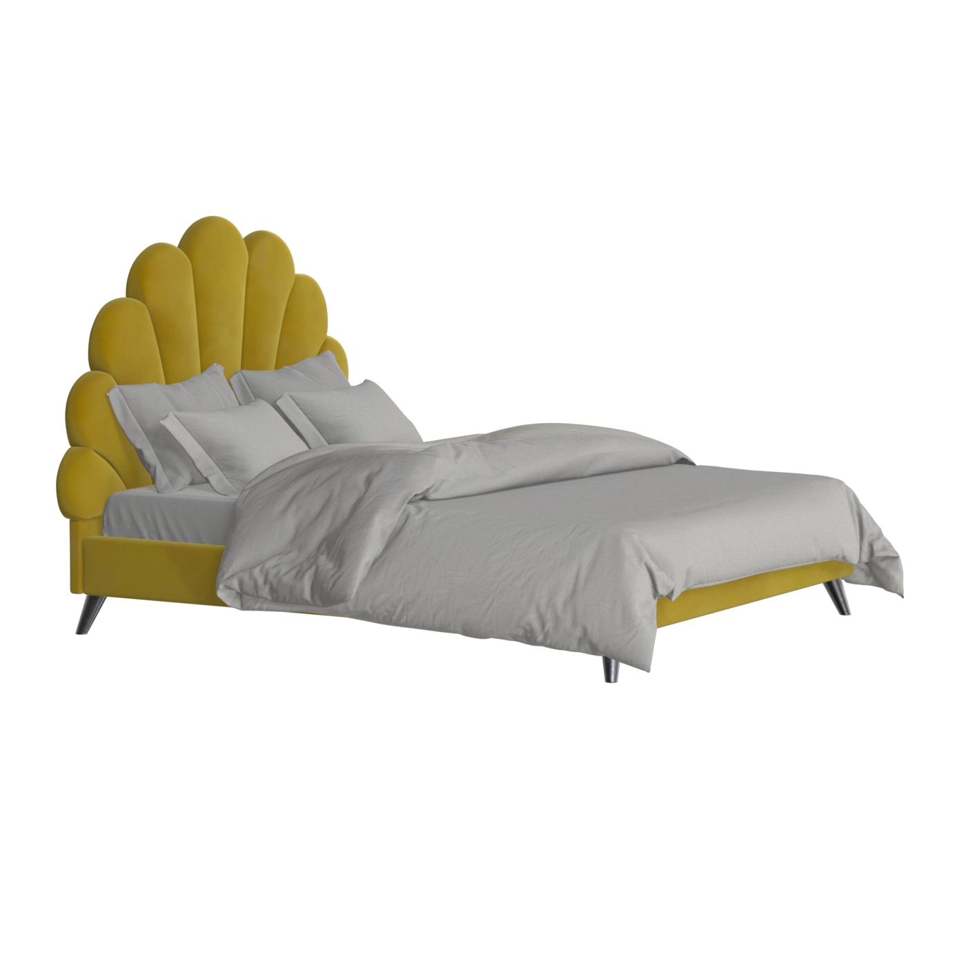 Evelina Curved Headboard Bed in Soft Upholstery