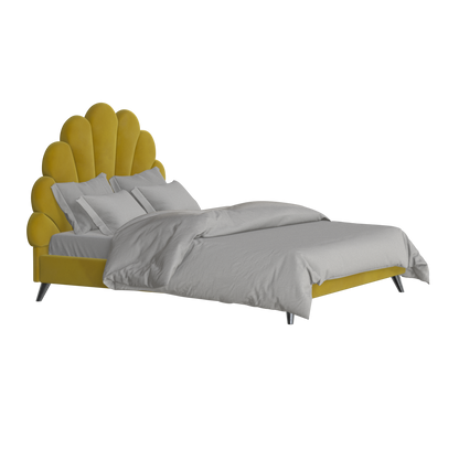 Evelina Curved Headboard Bed in Soft Upholstery