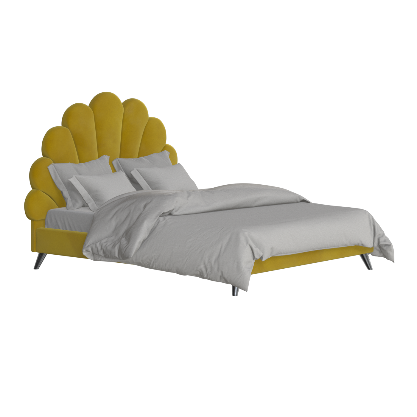 Evelina Curved Headboard Bed in Soft Upholstery