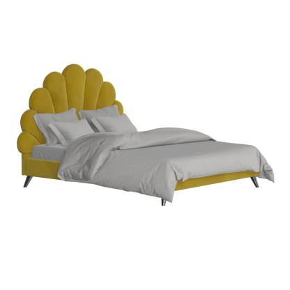 Evelina Curved Headboard Bed in Soft Upholstery
