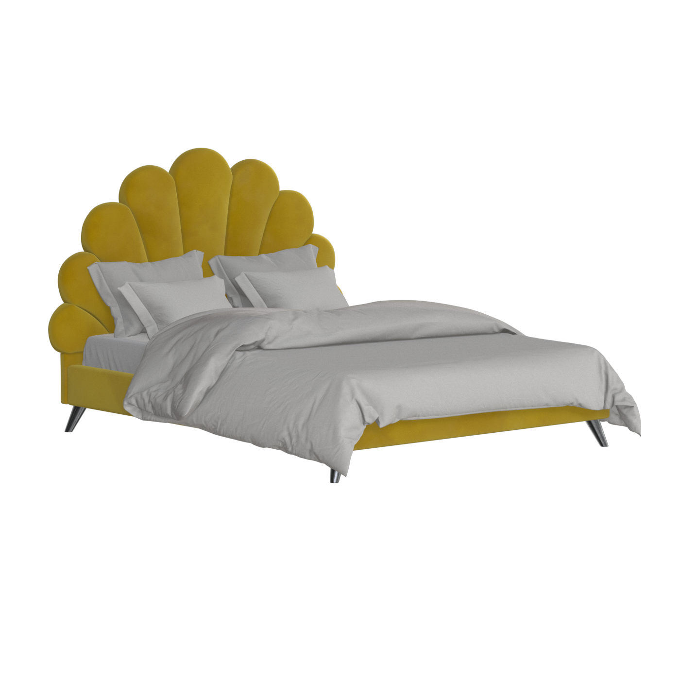 Evelina Curved Headboard Bed in Soft Upholstery