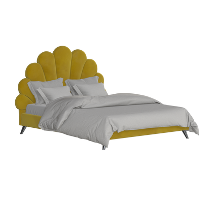 Evelina Curved Headboard Bed in Soft Upholstery