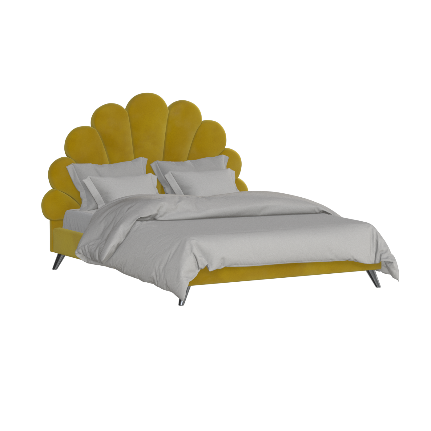 Evelina Curved Headboard Bed in Soft Upholstery