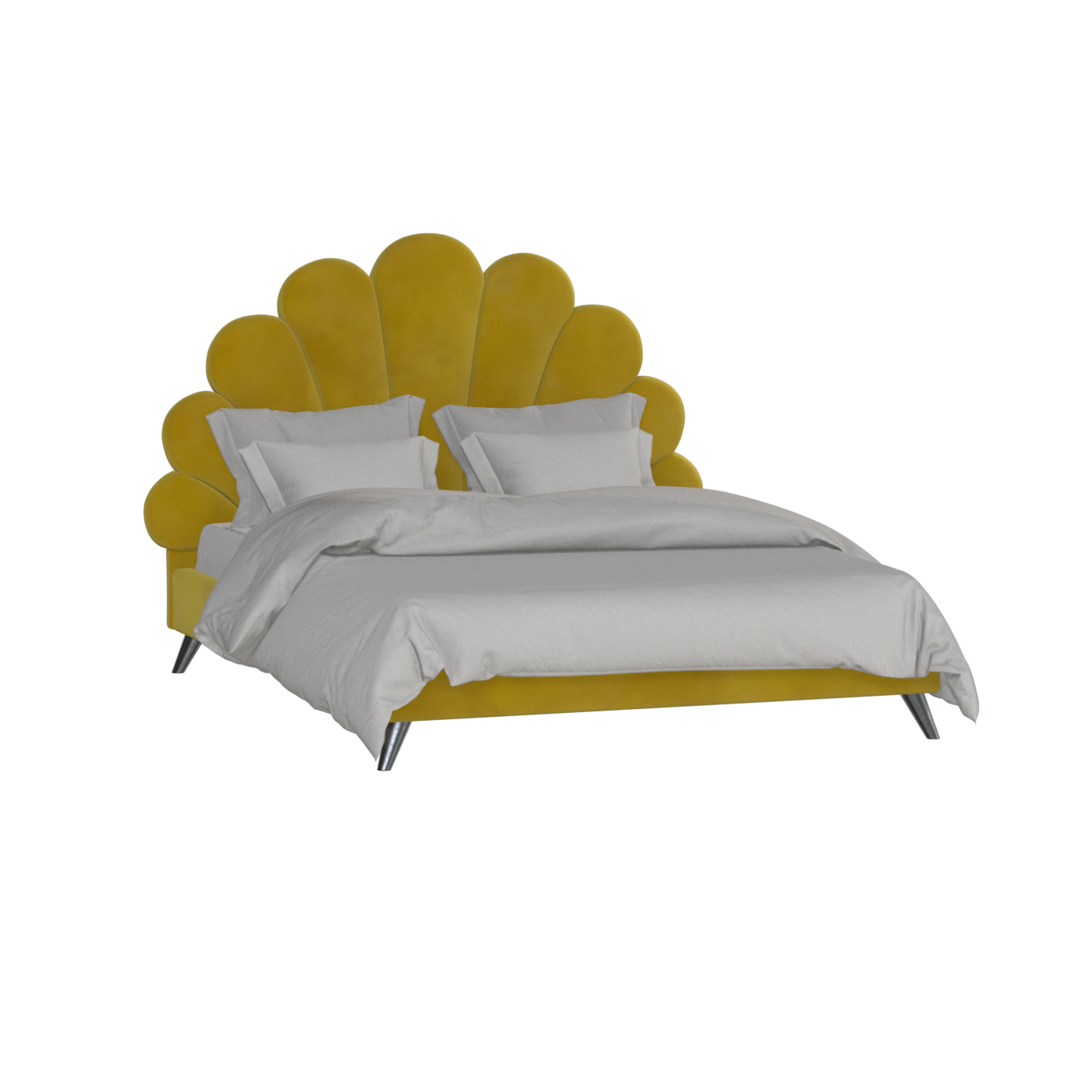 Evelina Curved Headboard Bed in Soft Upholstery